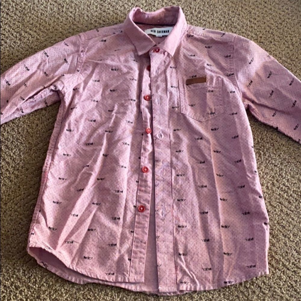 Ben Sherman Pink Button Down with Black Trumpets